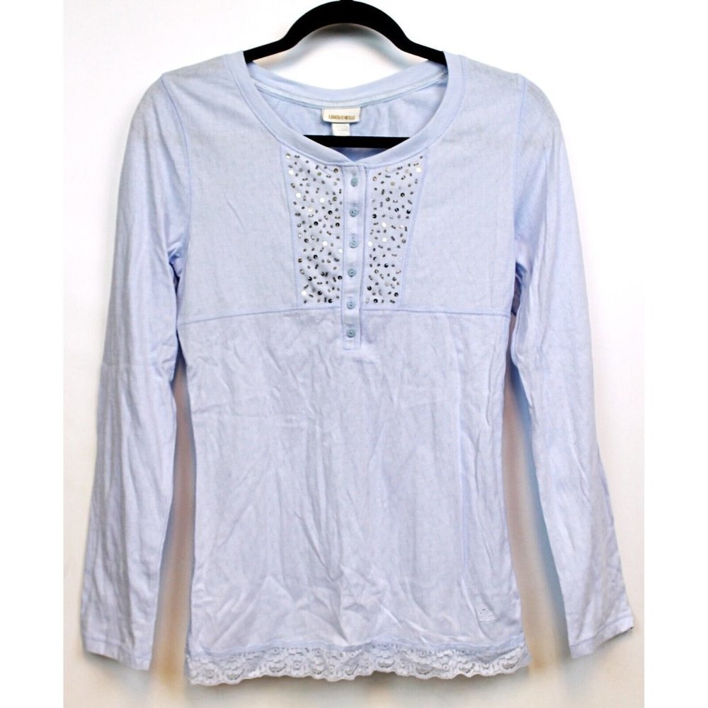NWT Limited Too Girls Junior Sz 18 Pajama Top Shirt Blue Long Sleeve Lightweight